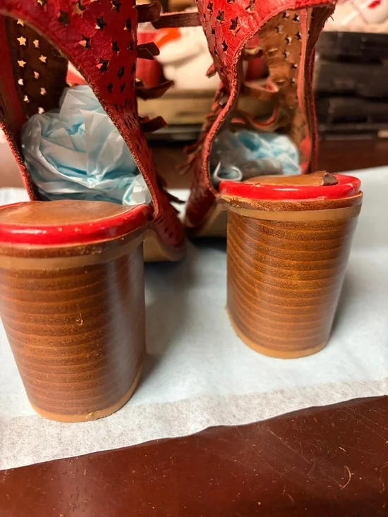 Jeffrey Campbell Red Star-Cutout Strappy Block Heel Boots - Picture 9 of 11